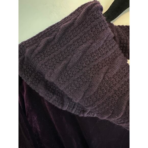 Suzanne Betro Weekend Purple Velvet Cable Knit Cowl Neck Textured Tunic Top 2X - Picture 12 of 12